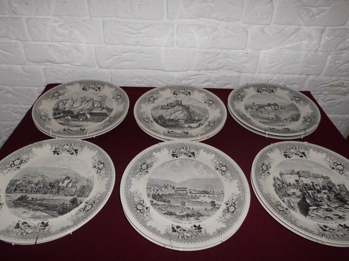 Villeroy & Boch, collection of 12 (wall) plates, with images of castles and fortresses from Luxembourg
