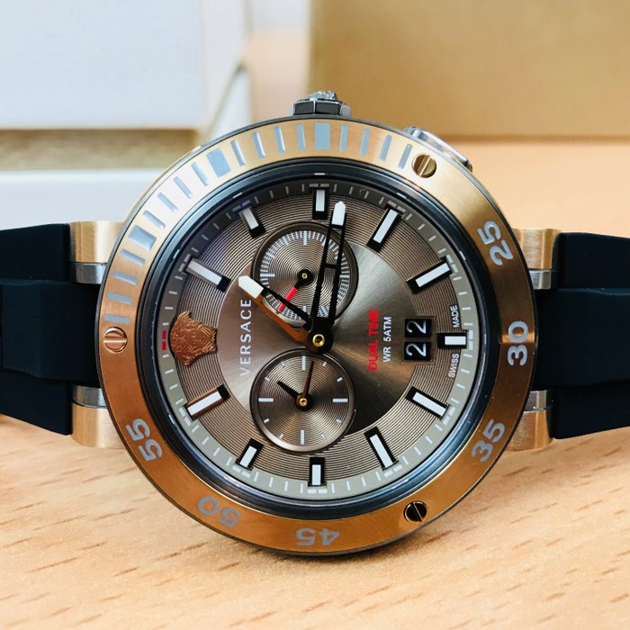 versace dual time watch