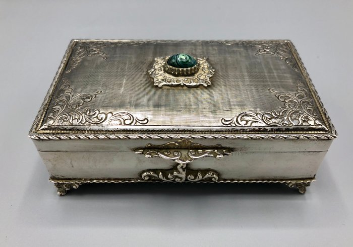 Silver Jewellery Box with Cabochon Italy, 20th century