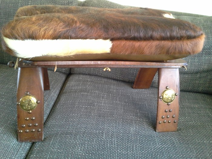 Vintage camel stool/foot stool, leather, goatskin.