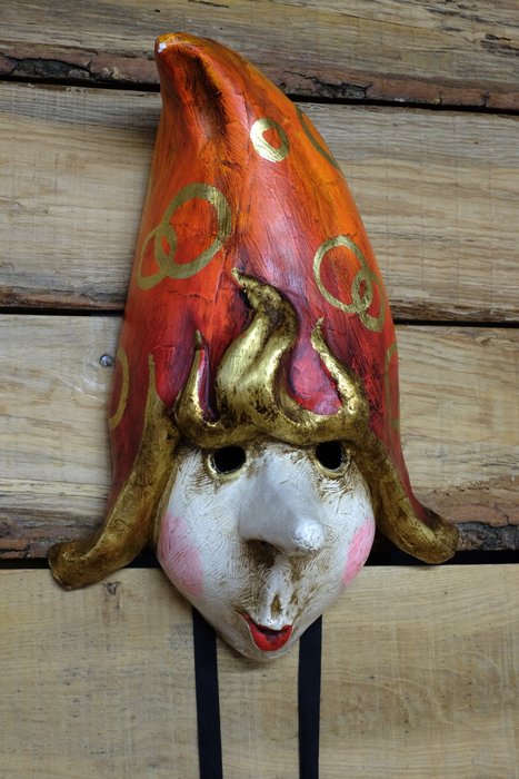 Pinocchio - Original mask made of papier-mâché, masterfully made by masters Mascareri Sergio and Massimo Boldrin of Venice - Italy