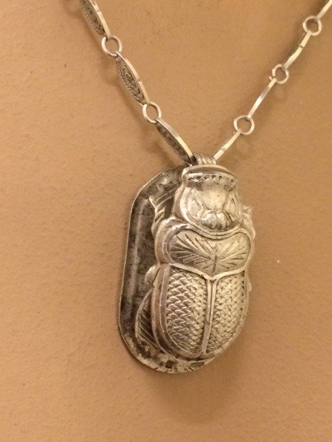 800 silver scarab pendant on necklace - Egypt - 65 cm.