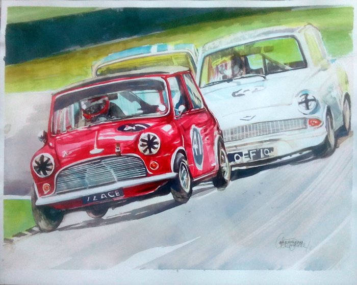 James Martin 1963 Austin Mini Cooper S Race Cars Original Watercolour 40 X 50 Cm By Gilberto Gaspar Catawiki