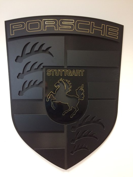 Large Porsche sign logo - matt black