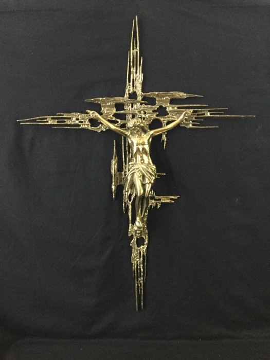 Large bronze crucifix of Jesus Christ - France - 20th century - After Dali