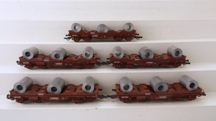 Roco H0 - 46778 - Transport de marfă - Set van 5 wagens type Shmmns met staalrollen - NMBS