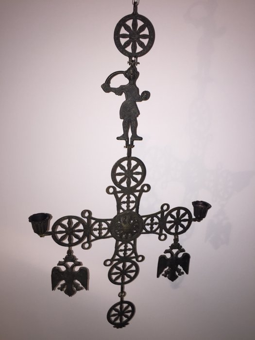 Byzantine cross - hanging wall candleholder