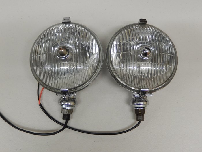 A Pair of Chrome 1950's Lucas Matching SFT 576 Fog lights in Good Used Vintage Condition 