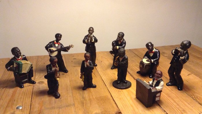 10 figurines of a jazz orchestra (All that Jazz), Parastone Licensee Enesco, 90s