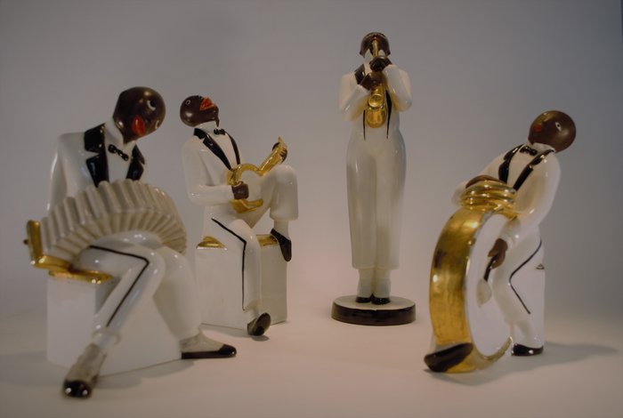 Art Deco style ROBJ Paris Porcelain Jazz Band Set