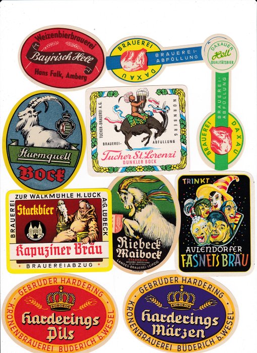 Collection of 169 old German beer labels