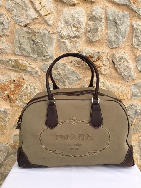 Prada - Logo jacquard Bolsa de viaje - Vintage