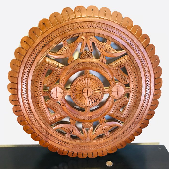 Large Maroon Hand Carved Wood Carving - Suriname