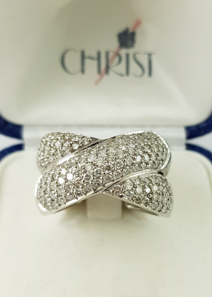 Christ - Millennium - Diamond ring -125 small diamonds in brilliant cut totalling 2.00 ct - 75o white gold