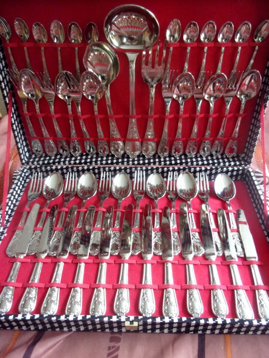 51-piece silverware set - Silver-plated 800/1000 - Italy - 1950-1999
