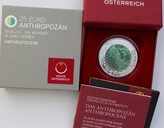 Österreich. 25 Euro 2018  "Anthropozän" Niob und