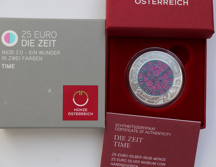 Autriche. 25 Euro 2016  "Die Zeit" mit Folder  Niob