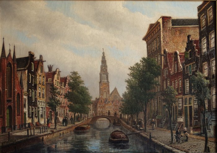 Oene Romkes de Jongh (1812-1896) – Zicht op Groenburgwal en Zuiderkerk te Amsterdam