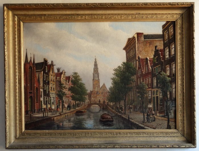Oene Romkes de Jongh (1812-1896) – Zicht op Groenburgwal en Zuiderkerk te Amsterdam