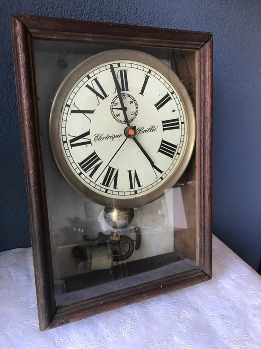 Brillie - Clock - Electrique Brillie wandklok - Marmer, Hout, Glas.