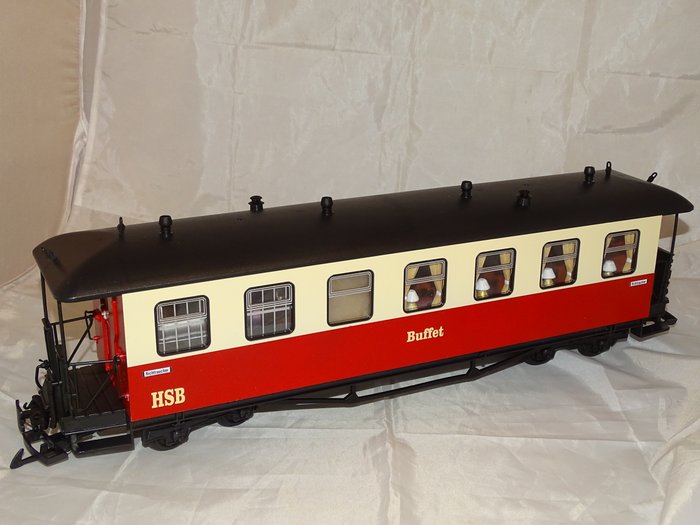 Train Newqida G - Personenwagen - Büffet-Auto rot/Creme mit vollem Innenraum - HSB