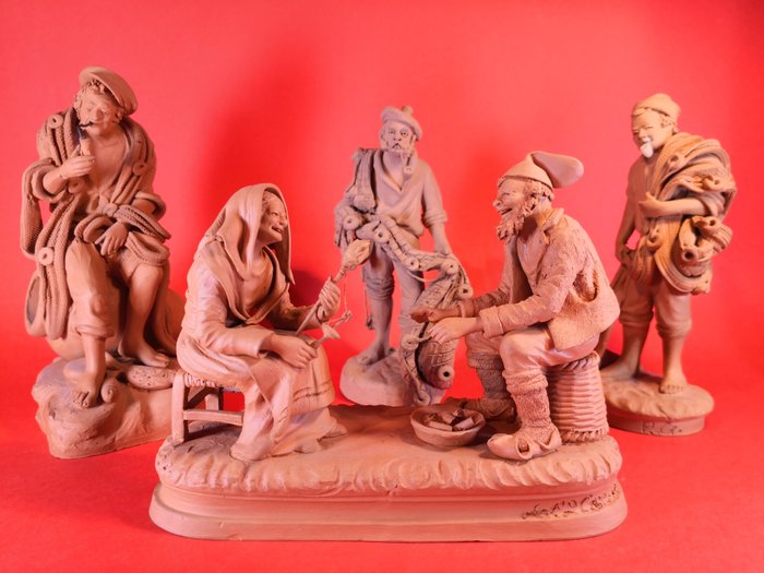 S. Grasso - Catania SicilyGroup of 4x terracotta nativity scene figurines