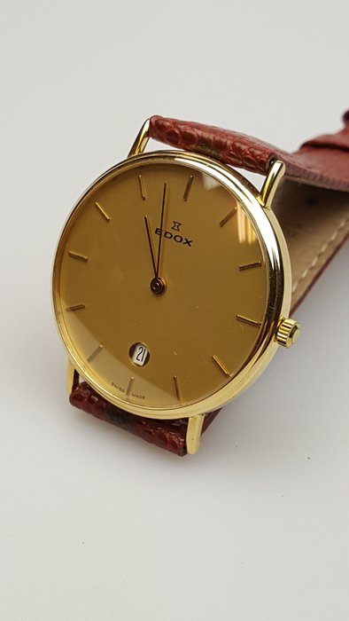 Edox - geel gouden horloge, 18 karaats goud - Uomo - 2011-presente