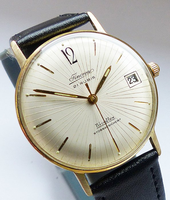 Finorva - Vivaflex Calendar 21 Rubis men's wristwatch - men's - 1960-1969