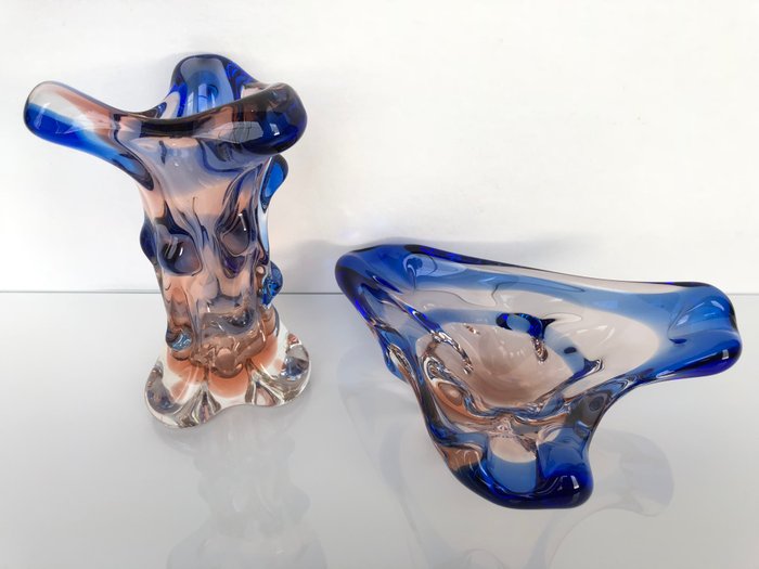Frantisek Zemek - Mstisov glass union Niagara series - vase and bowl - Niagara