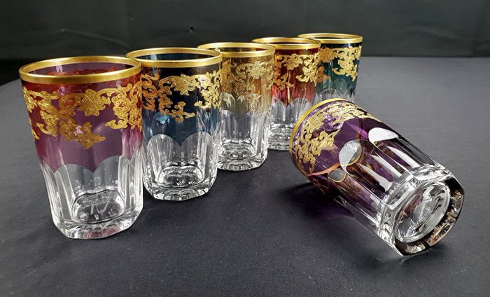 HENRIETTE - Set Bicchieri colorati e dorati da liquore - Cristallo