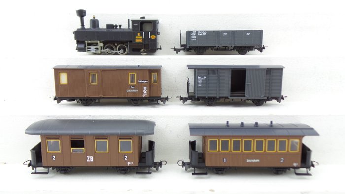 Liliput H0e - 7001 - 6-piece set with narrow gauge steam locomotive and five carriages - ÖBB, Zillertalbahn