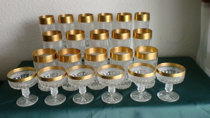 Schott Zwiesel - 22 crystal glasses with gold rim, - set - crystal