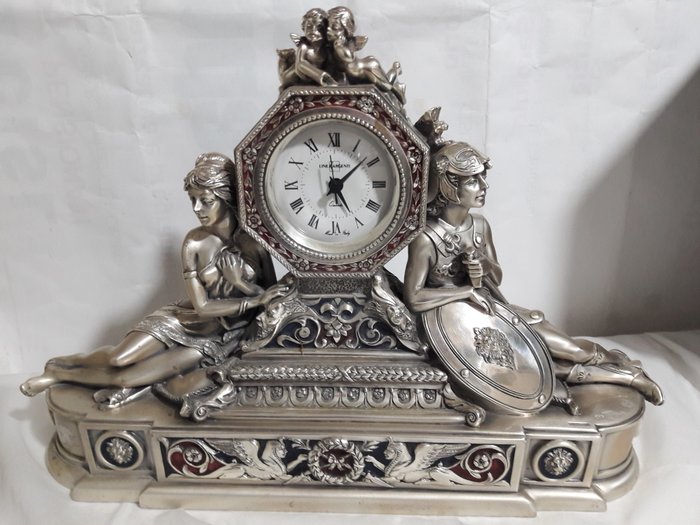 "Linea Argenti" - silver plated sculpture with clock - Italy - 1950-1999