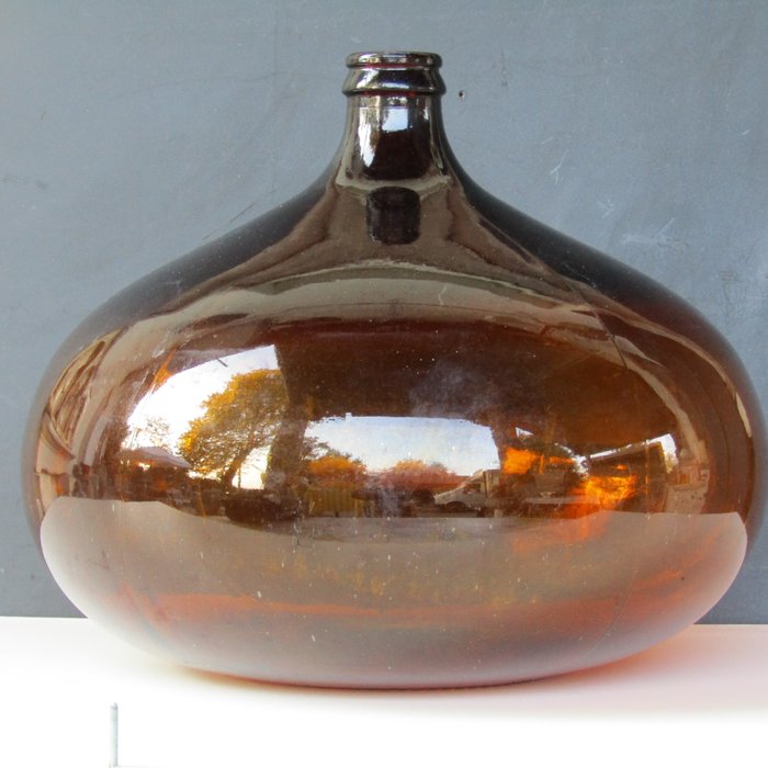 Marchio " V " della ditta vetraria Eccezionale damigiana antica in vetro - Damigiana - Farget glass
