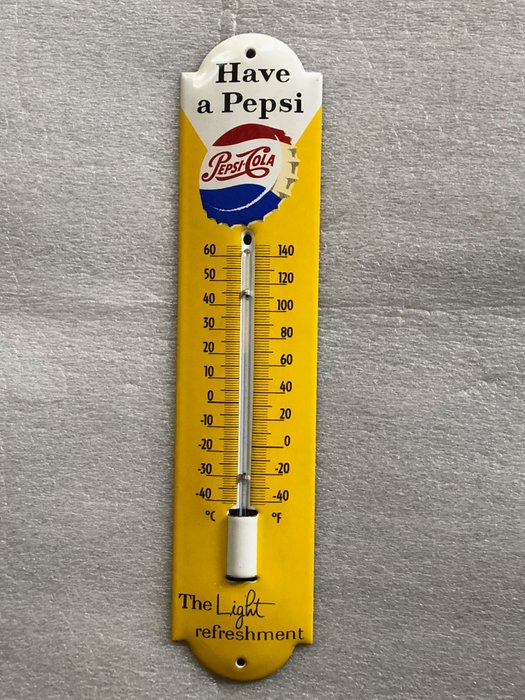 Thermomètre en émail PEPSI COLA - plaque de métal émaillé