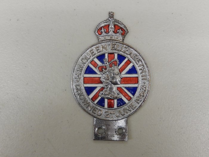 odznaka - Enamel 1953 Queen Coronation Car Badge Auto Emblem - 1953 
