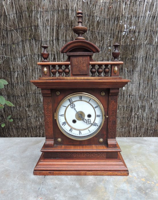 Table clock - Philipp Haas & Söhne alarm clock - Wood - 19th century