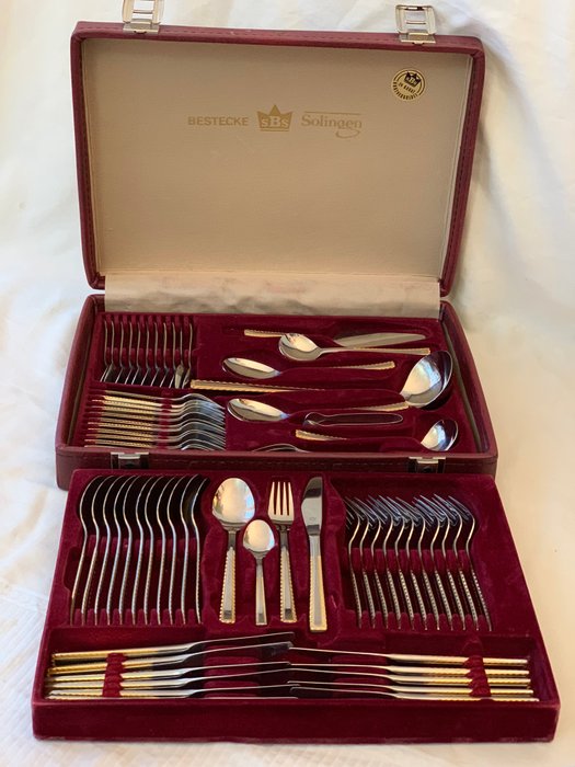 Model Berlin, SBS Solingen - Cutlery - Set of 70 - 18/10 stainless steel and 24 carat gold plated