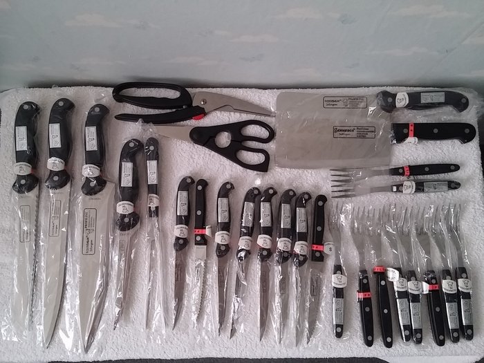 Solingen   - 手提箱中的刀套手工制作的顶级品质 - 刀剪叉 27 - 不锈钢不锈钢