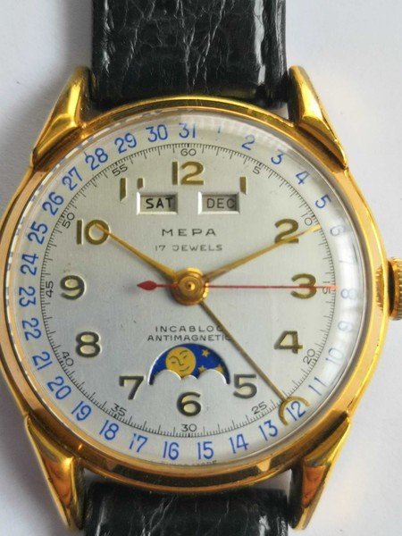 Mepa watch co. - triple calendar moonphase Valjoux 90 - 中性 - 1950-1959