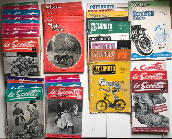 Tidskrifter - le Scooter, cyclomoto, scooter magazine,moto revue - 1953-1959 (39 föremål) 