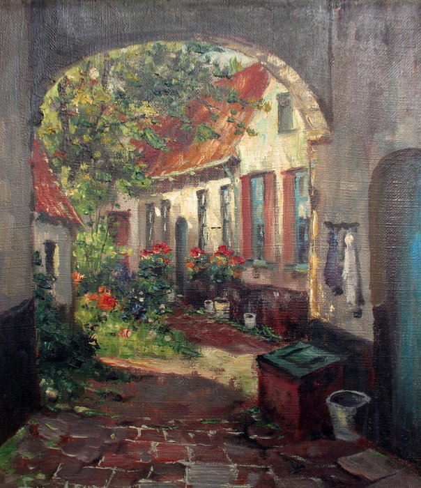 Frans Van Genesen ( 1887 - 1945 )  - Oud Brugs stadshoekje 