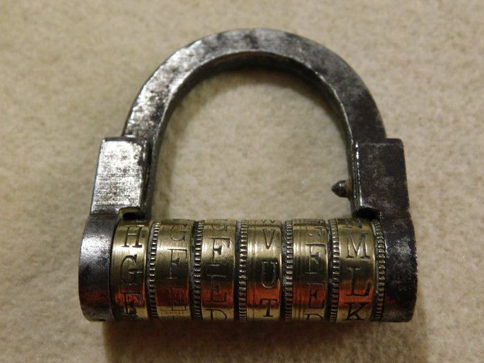 挂锁6封信 - 1 - 铁（铸／锻）, 黄铜 - 1800年-1900年