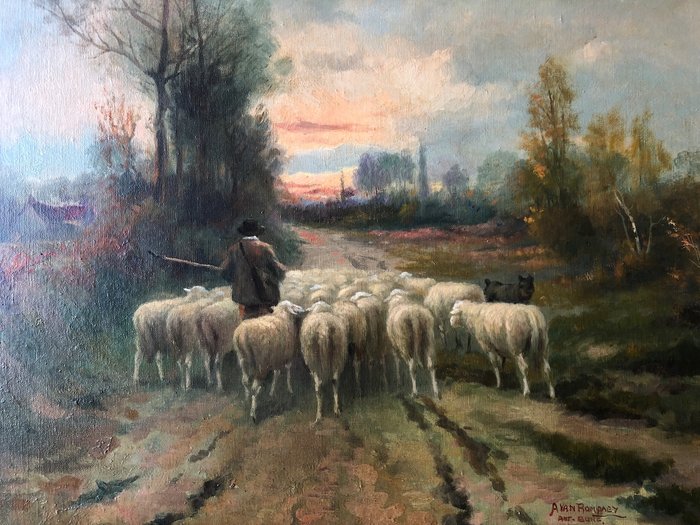 Armand van Rompaey (1928-)  - Herder met schapen
