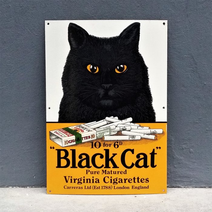 Black Cat Virginia Cigarettes - Dodo Designs Ltd. - Advertising board - 1 - Enamel