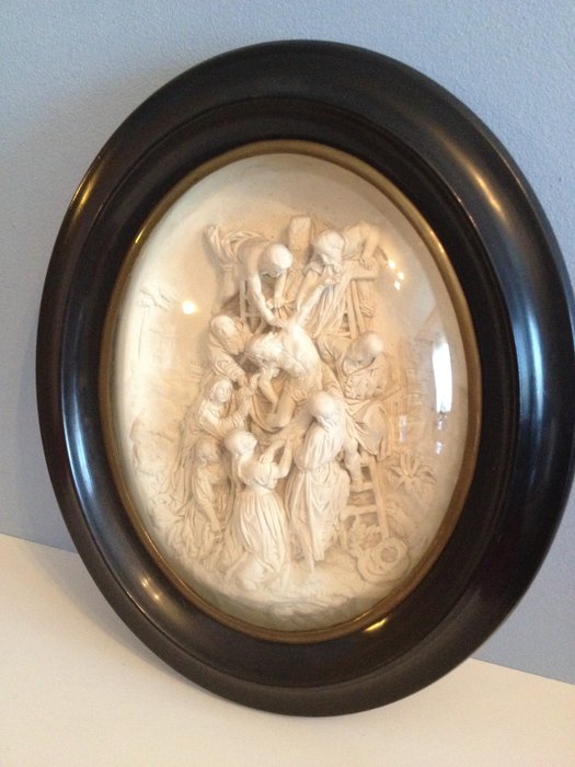 E. CASSIER Sculpture - "Descente de Croix" de Paul Rubens - Kő (ásvány)