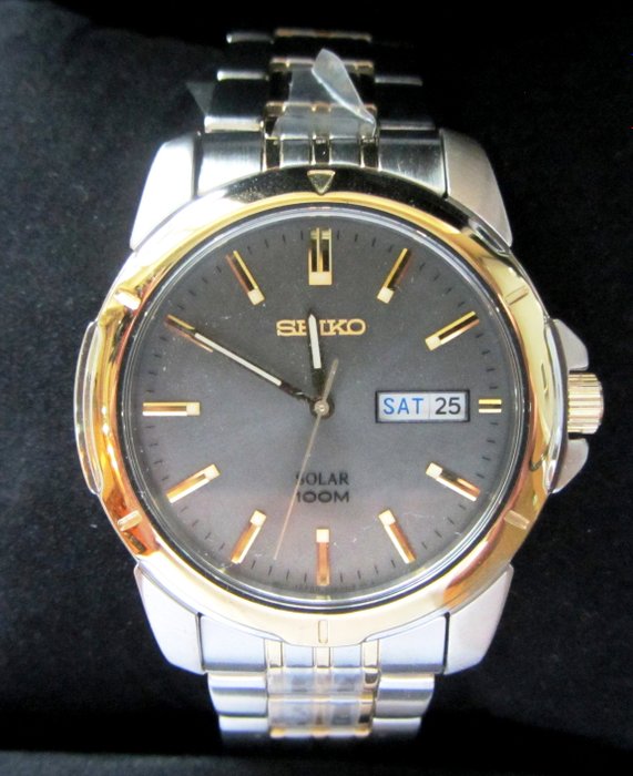 Seiko - Solar Dress Day Date Watch Two tone + Two Bands - SNE098 - Men ...