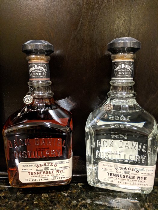 2 bottles - Jack Daniel&amp;#39;s Unaged Rye batch No.001 &amp;amp; Rested - Catawiki