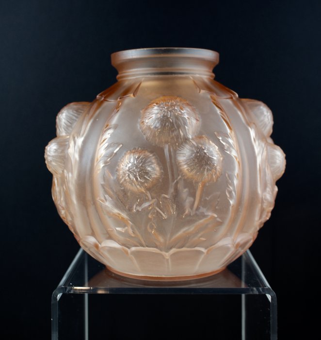 Pierre de Cagny - Verreries de Cagny satined花瓶 - decor 'Chardon'