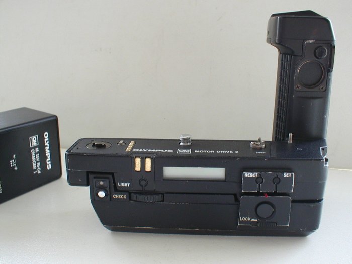 Olympus OM Motor Drive 2 with Ni-Cd Control Pack 2 and Ni-Cd Charger 1
